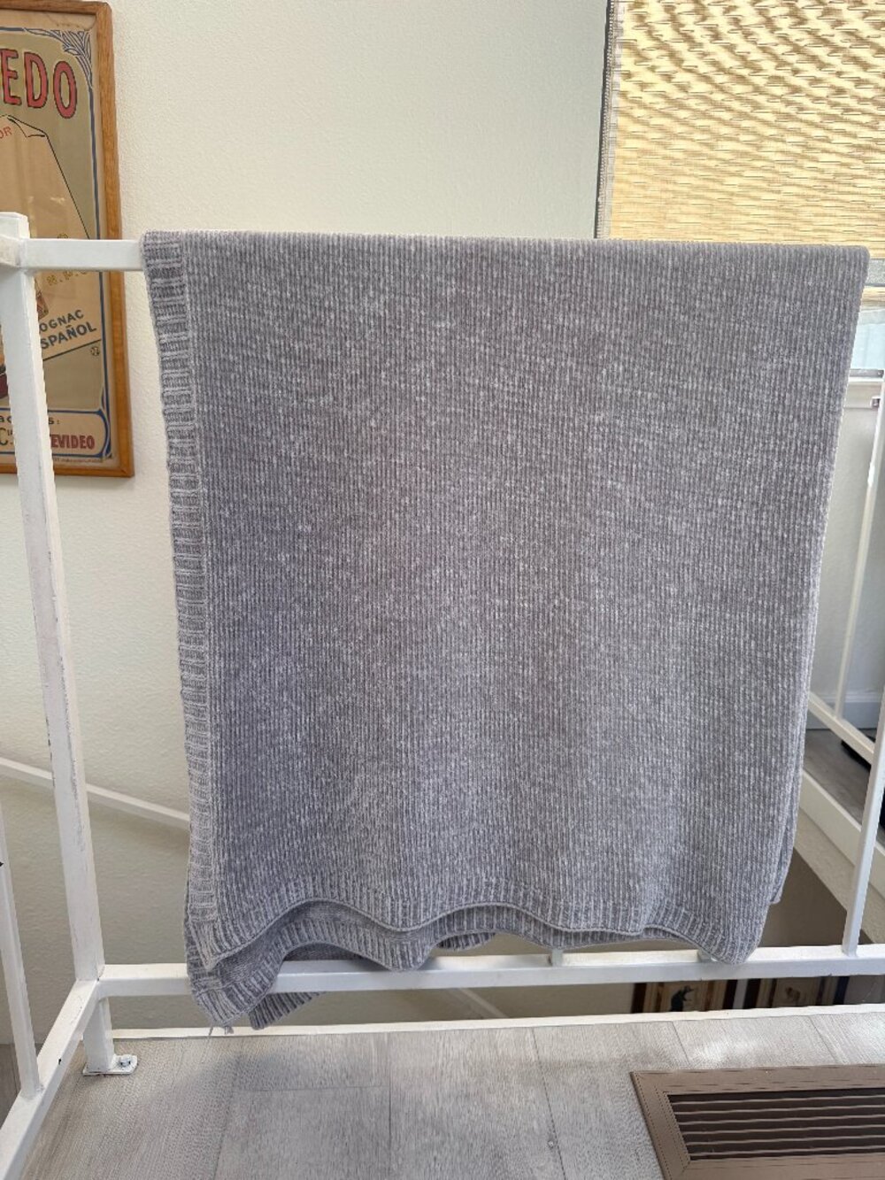 West Elm Gray Velvety Ribbed Throw Blanket